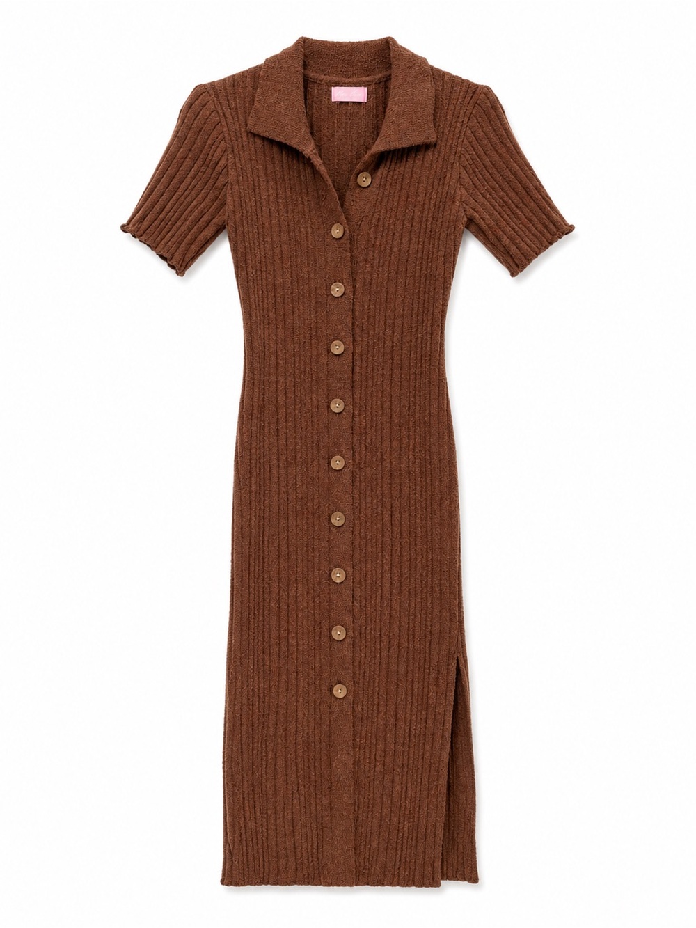 Pink Lily Have Some Faith Brown Knit Button Front Sweater Dress | $58 MSRP